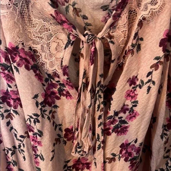 FREE PEOPLE Floral Pink Lace-Trimmed Bodysuit - Picture 6 of 7